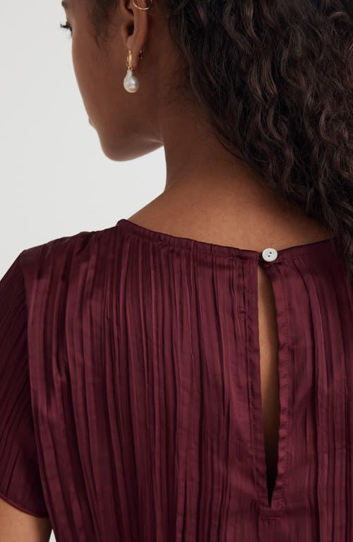 Madewell Plissé Midi Dress In Mulberry Wine