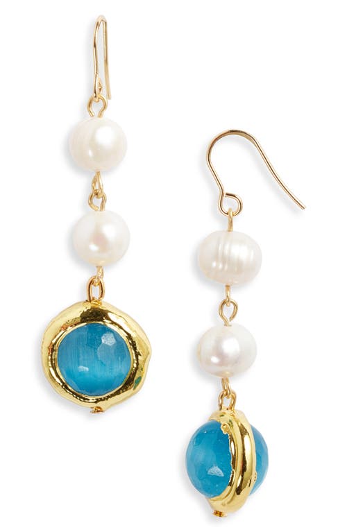 Shop Karine Sultan Freshwater Pearl Drop Earrings In Gold