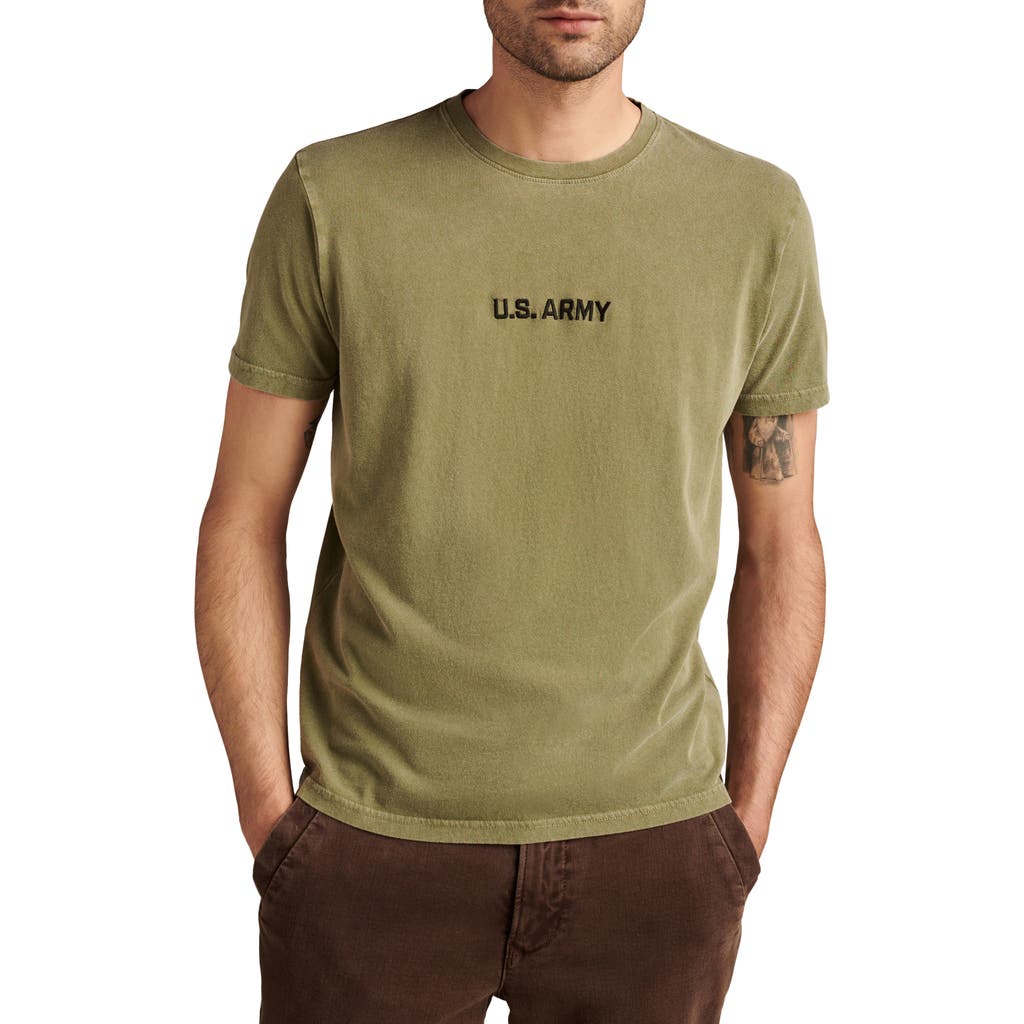 Lucky Brand Embroidered Army Logo T-shirt In Four Leaf Clover
