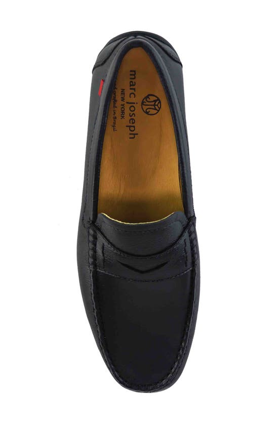 Shop Marc Joseph New York Hamilton Penny Strap Driving Loafer In Black Grainy