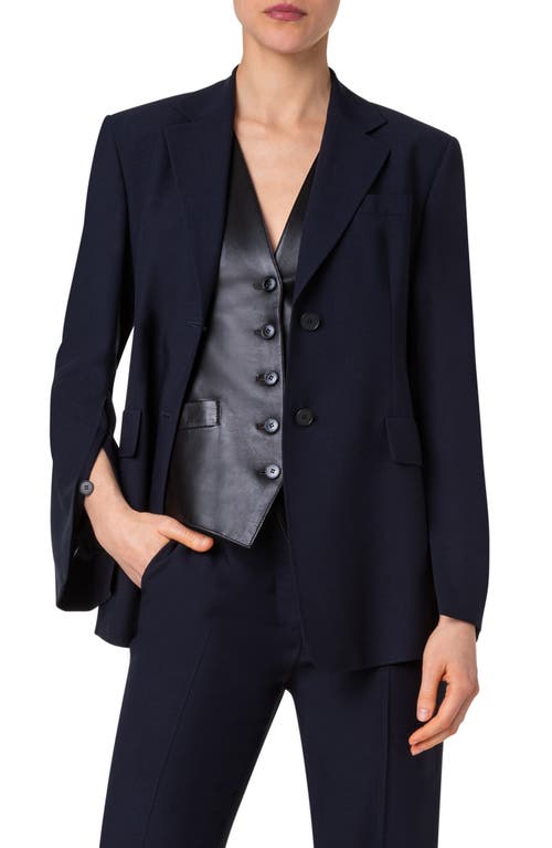 Akris Taddeo Cashmere & Linen Blend Jacket Navy at Nordstrom,