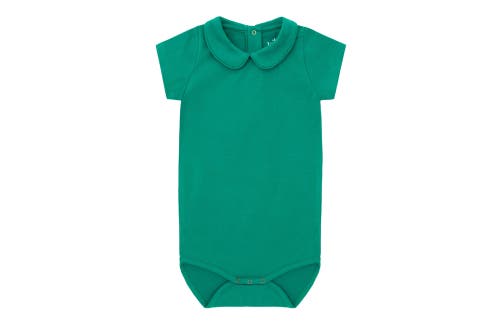 Shop Vild House Of Little Ss Organic Cotton Collared Bodysuit In Happy Green