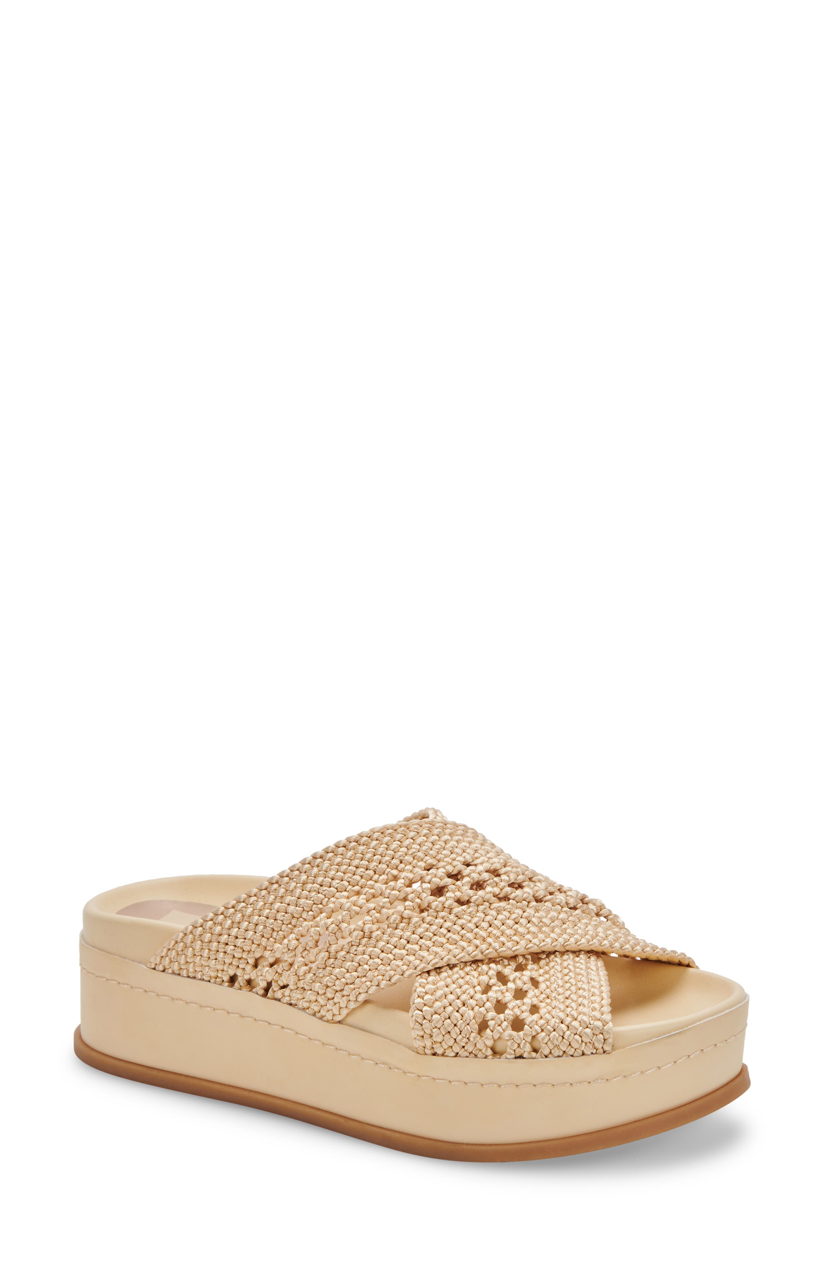 woven waves almond platform slides