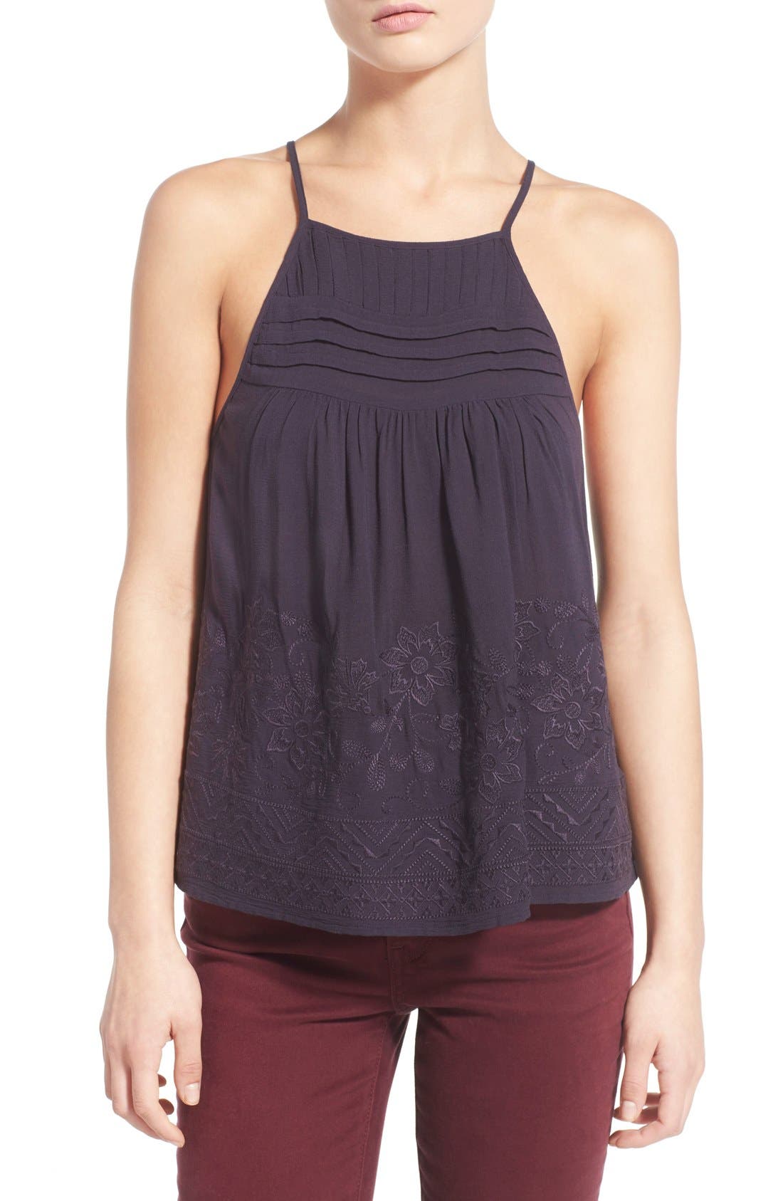 Chloe & Katie Embroidered Hem Tank Nordstrom