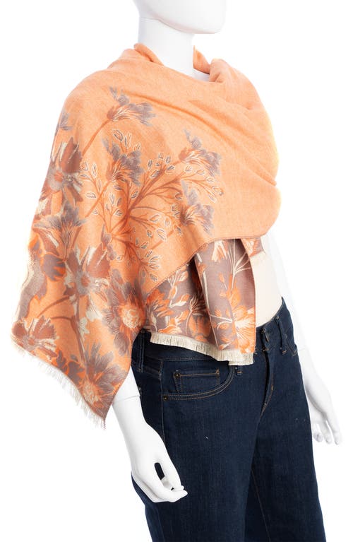 Saachi Floral Pattern Reversible Scarf In Orange/blush