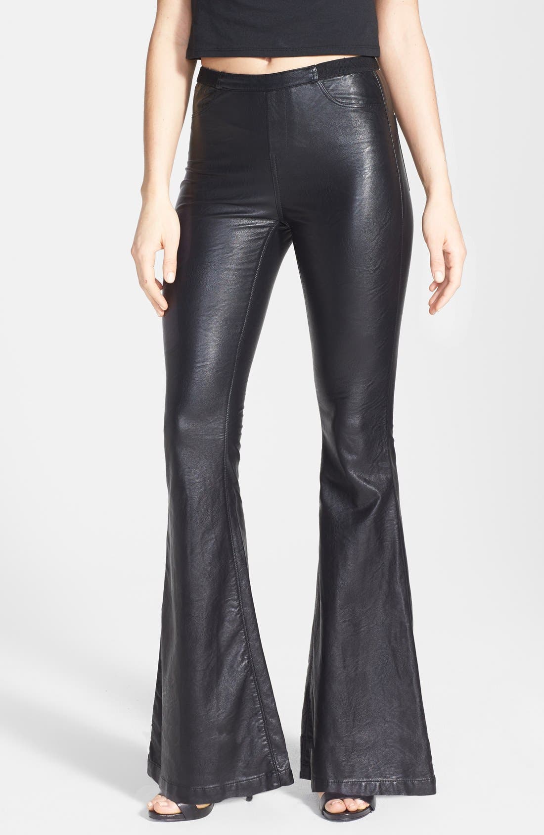 leather flare pants