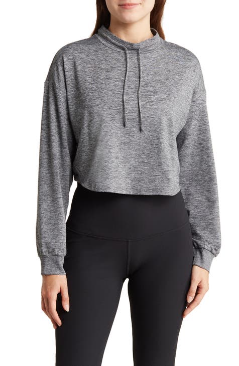 Downtown Mock Neck Brushed Jersey Crop Pullover