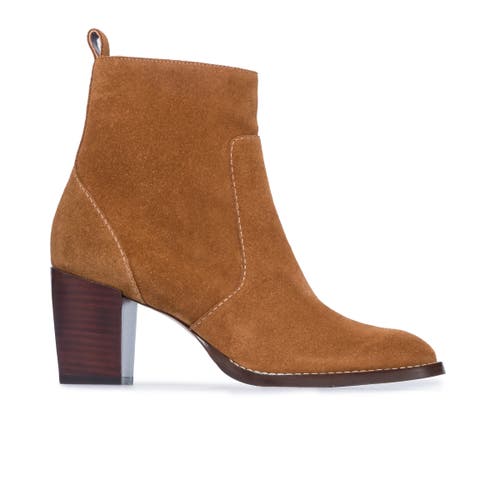 Shop Bernardo Footwear Norwich Heeled Ankle Bootie In Tobacco