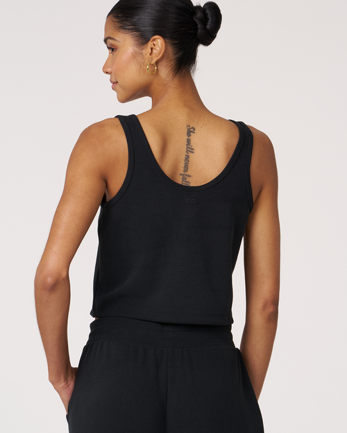 Shop Rebody Active Retreat Waffle Tank In Black