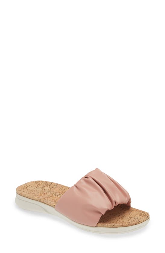 Taryn Rose Pleated Slide Sandal In Pink