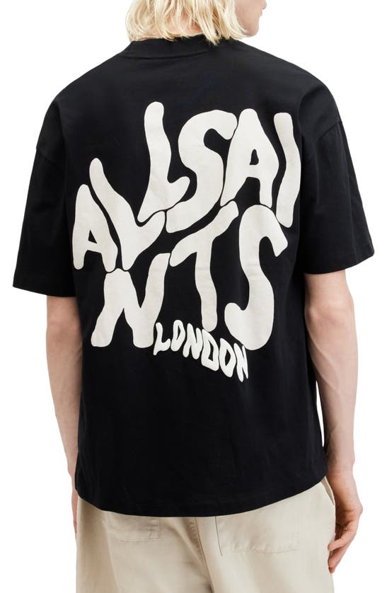 Shop Allsaints Orlando Logo Oversize Graphic T-shirt In Washed Black