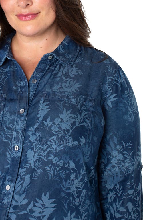 Shop Liverpool Los Angeles Button-up Shirt In Indigo Floral