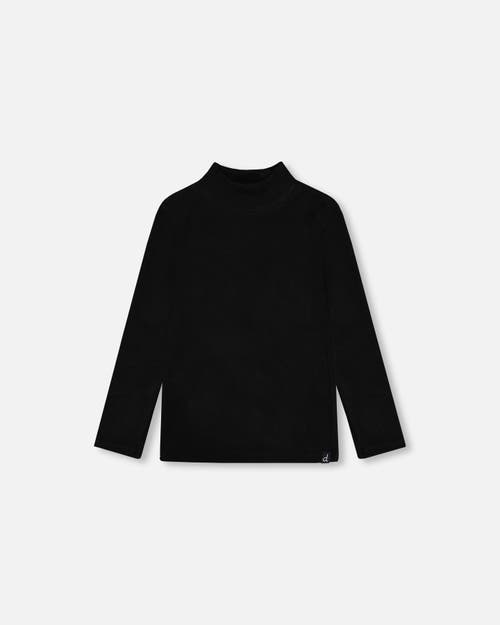 Shop Deux Par Deux Girl's Super Soft Brushed Mock Neck Top Black In Anthracite