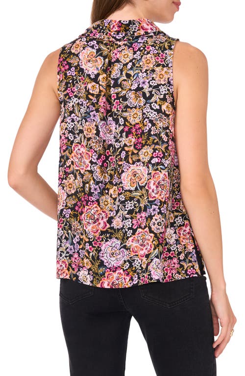 Shop Vince Camuto Floral Cowl Neck Sleeveless Top In Rich Black Multi