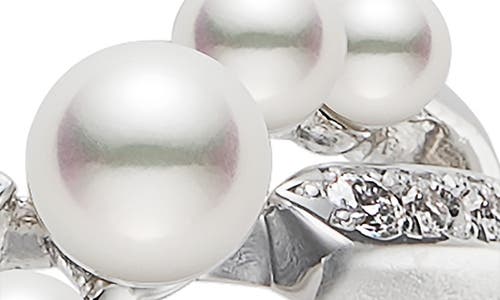 Shop Mikimoto Cluster Cultured Pearl & Diamond Ring In White Gold/diamond