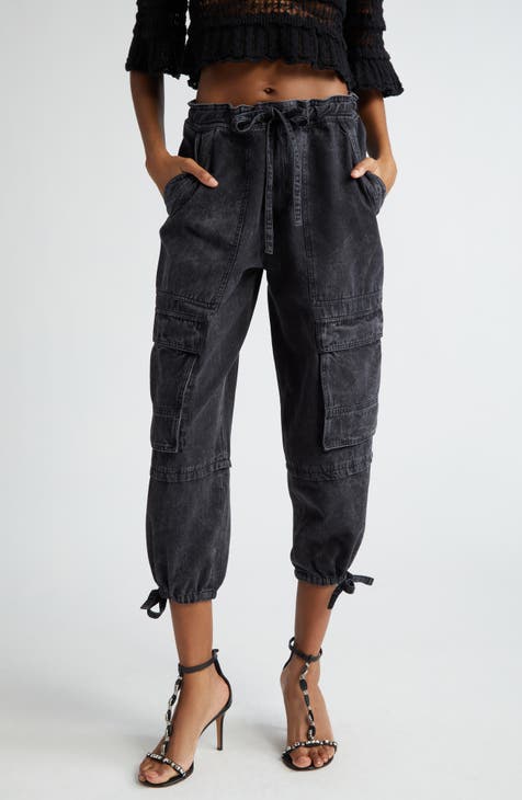 Double Denim Women's High Waist Jogger Pants - Casual Cargo Elastic  Waistband Sweatpants Tapered Fatigue with 6 Pockets : : Clothing,  Shoes 