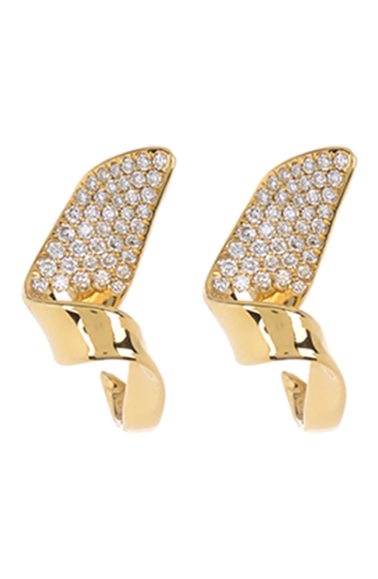 Ippolita 18k Stardust Small Twisted Pave Diamond Ribbon Earrings In Gold