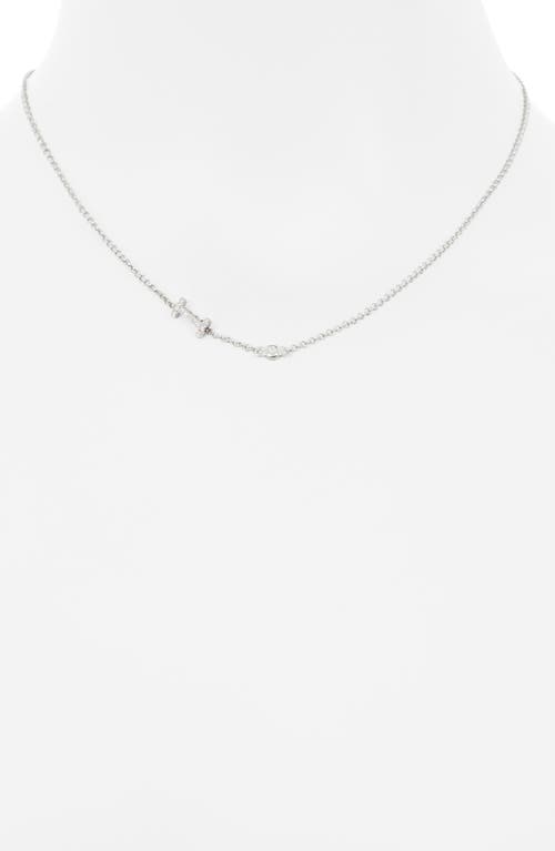 Meshmerise Bezel Diamond Initial Chain Necklace In White-i