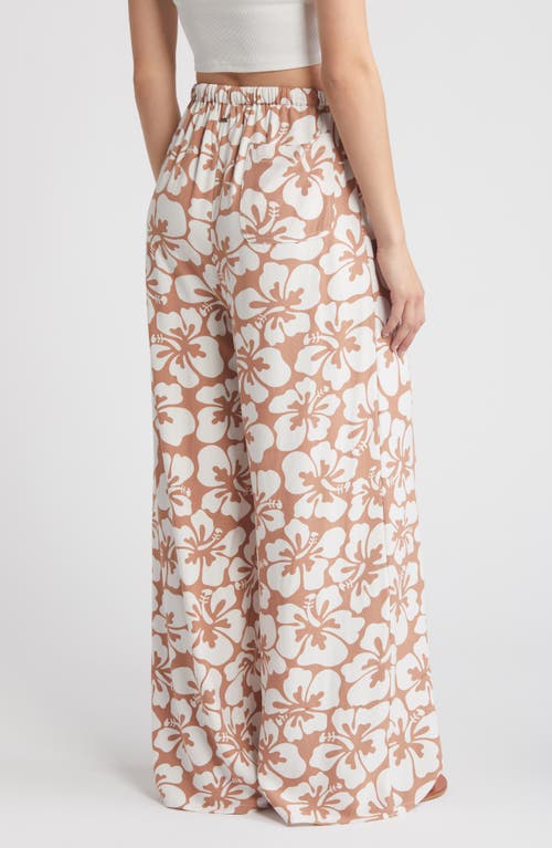 Rip Curl Hibiscus Heat Wide Leg Drawstring Pants In Brown