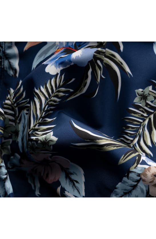 Shop Eton Floral Print Swim Trunks In Blue