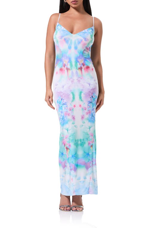 Shop Afrm Alyson Mesh Panel Maxi Dress In Blur Blossom