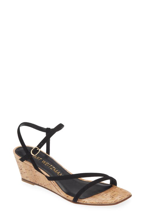 Stuart Weitzman Oasis 50 Wedge Sandal Black at Nordstrom,