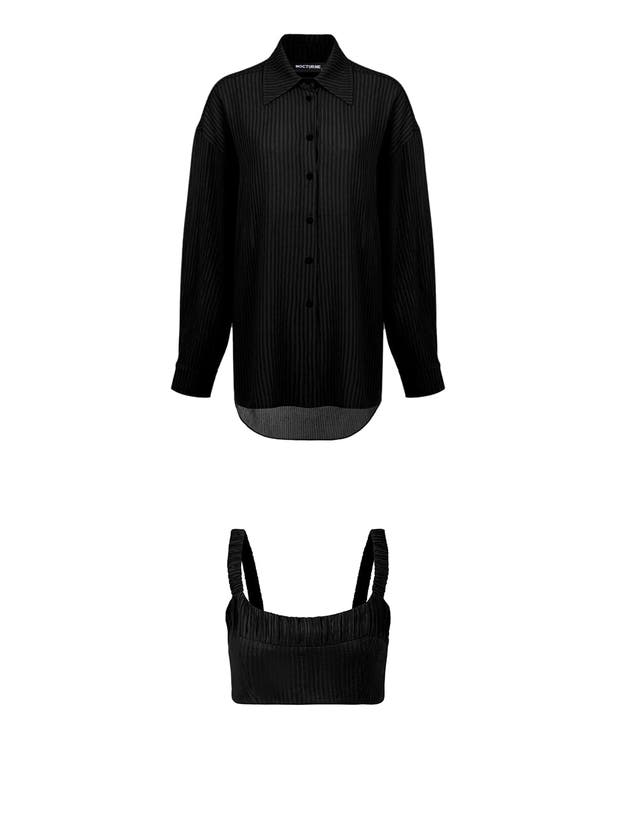 Shop Nocturne Oversized Twin Set Shirt In Black