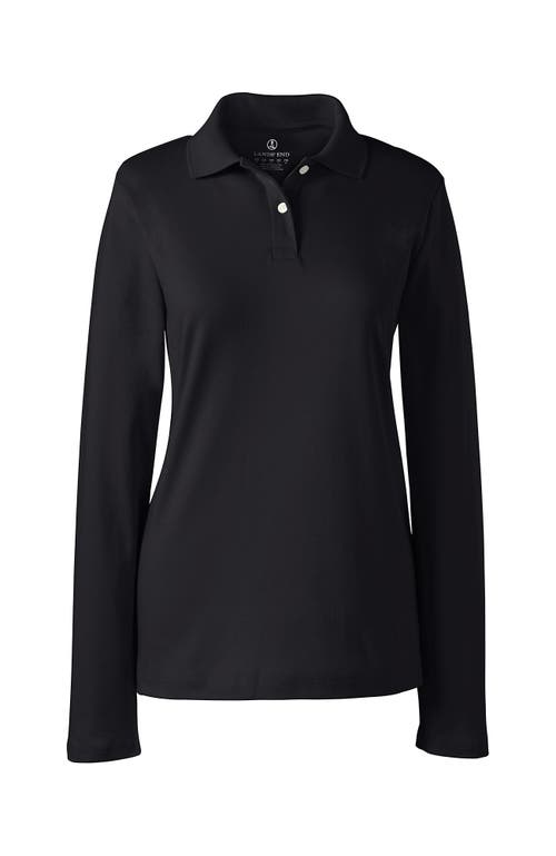 Lands' End School Uniform  Long Sleeve Feminine Fit Interlock Polo Shirt In Black