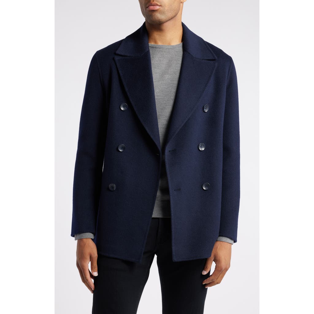 NORDSTROM NORDSTROM DOUBLE BREASTED WOOL BLEND PEACOAT