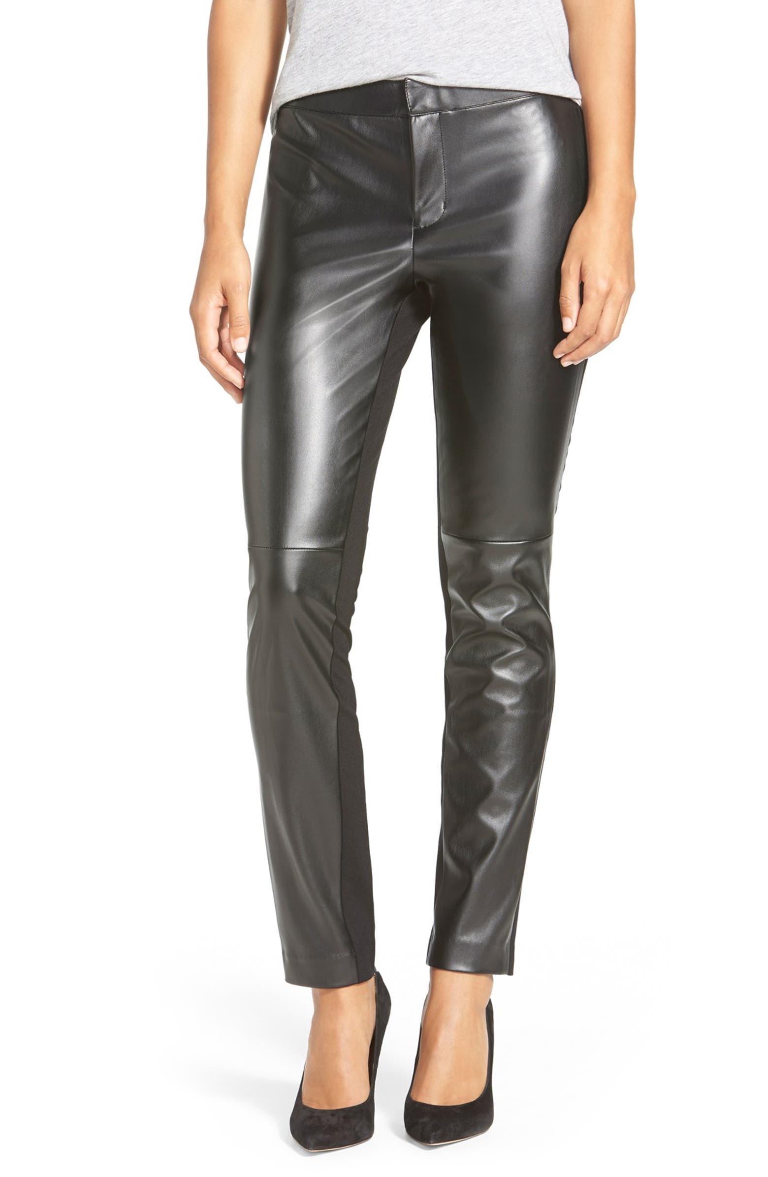 DKNYC Faux Leather & Ponte Ankle Skinny Pants | Nordstrom