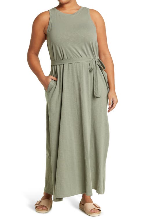 Caslon(R) Caslon Sleeveless Belted Maxi Dress in Green Dune