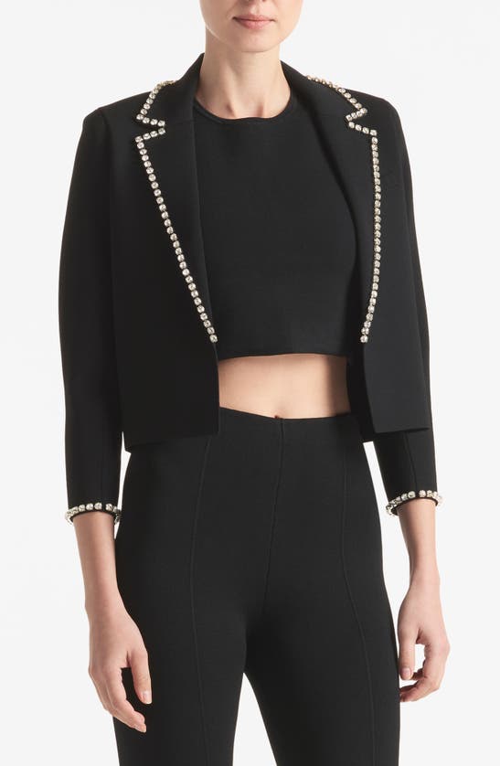 St John Crystal Embellished Knit Jacket In Black