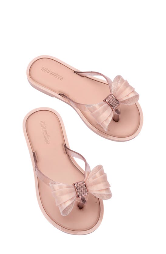 Shop Mini Melissa Kids' Bow Flip Flop In Pink Glitter