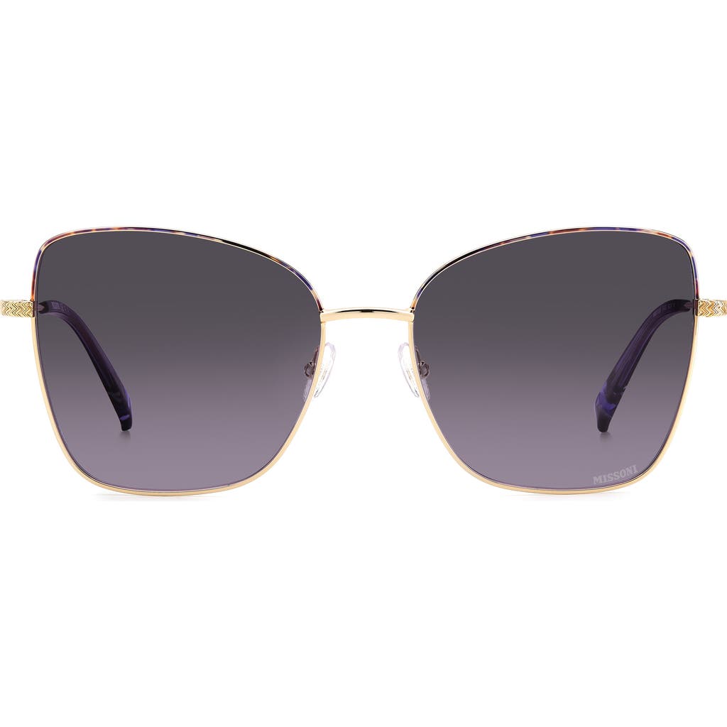 Missoni 59mm Cat Eye Sunglasses In Violet Havana Gold/violet