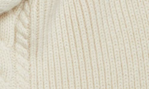 Lafayette 148 New York Pompom Fringe Mixed Stitch Cashmere Scarf In Buff Melange
