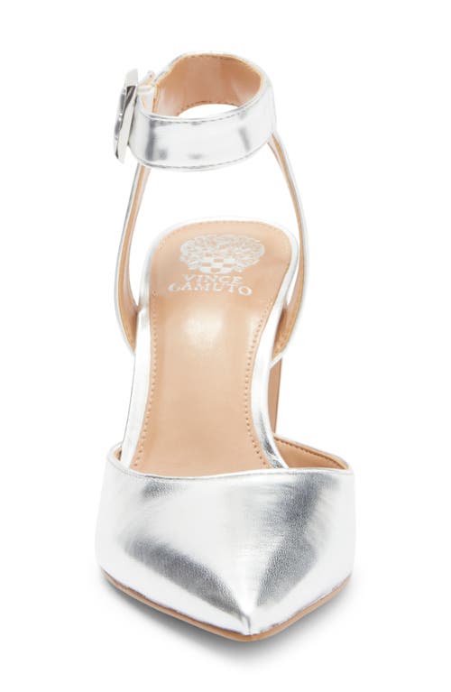 Vince Camuto Alarica Ankle Strap Pointed Toe Pump In Silver