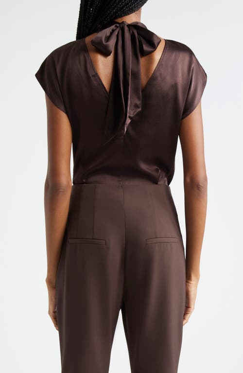 Veronica Beard Leilany High Neck Draped Top In Dark Chocolate