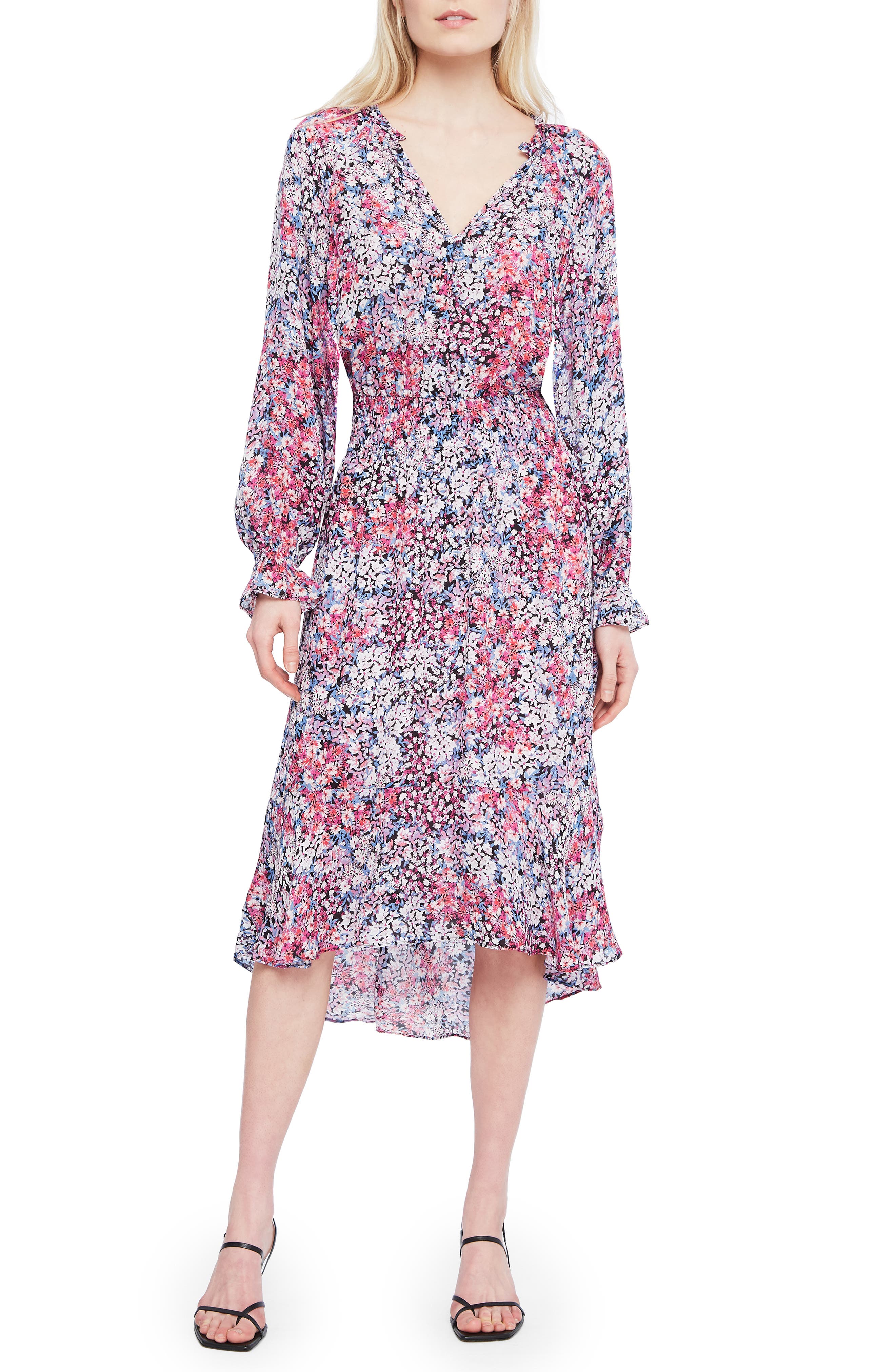 silk midi dress long sleeve