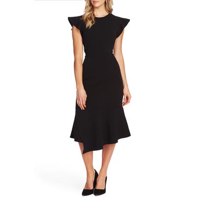 Vince Camuto Flutter Sleeve Asymmetrical Hem Dress, Black