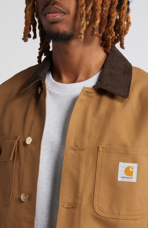Shop Carhartt Work In Progress Michigan Canvas Coat In H Brown/tob Rins
