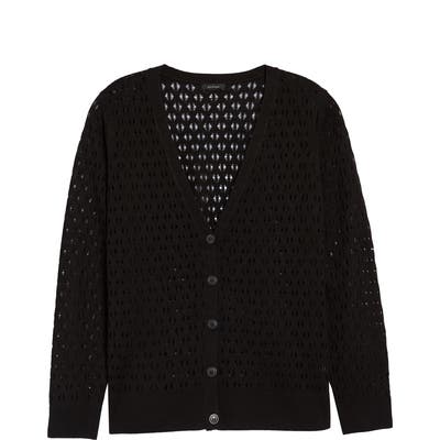 Plus Size Halogen Pointelle V-Neck Cardigan, Black