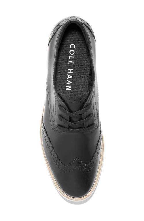 Cole Haan Women's Lace Up Platform Brogue Wingtip Oxford Flats In Black/ivory