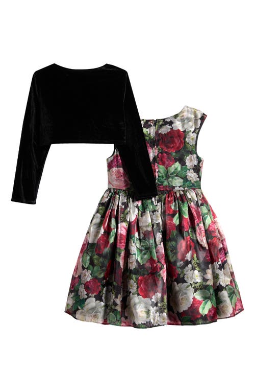 Shop Pippa & Julie Kids' Eliana Rose Party Dress & Bolero Jacket Set In Red Black