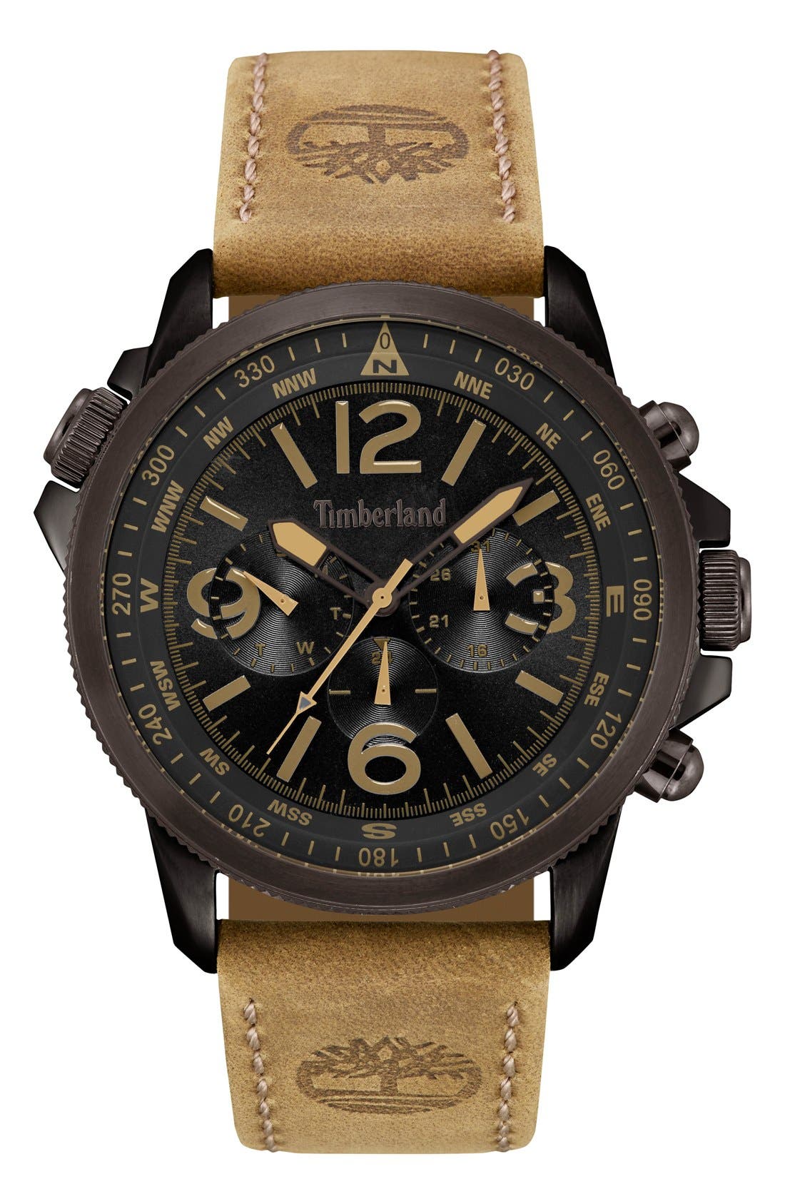 Timberland 'Campton' Multifunction Leather Strap Watch, 53mm Nordstrom