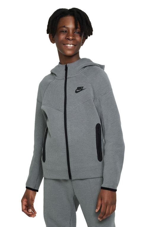 Shop Nike Kids' Sportswear Tech Fleece Full Zip Hoodie In Smoke Grey/black/black