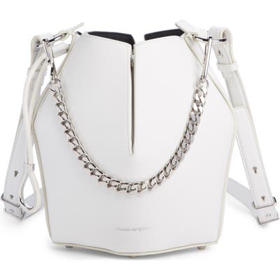 Alexander Mcqueen Small Leather Bucket Bag - Ivory