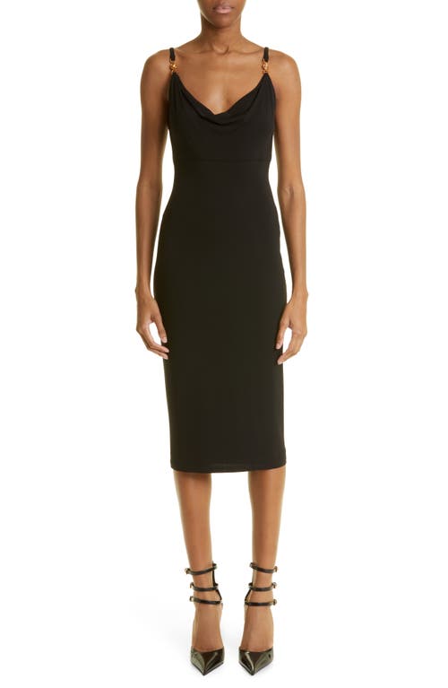 Versace Cowl Neck Jersey Midi Dress in Black at Nordstrom, Size 8 Us