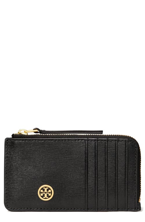 Tory Burch Robinson Top Zip Card Case in Black at Nordstrom
