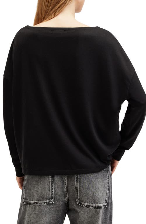 Shop Allsaints Rita Long Sleeve Boatneck T-shirt In Black