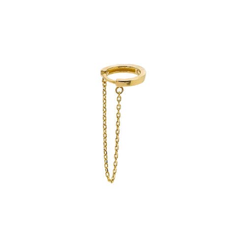 By Adina Eden Solid Dangling Chain Huggie Earring 14k In 14k Gold 1